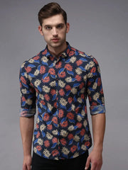 Men Blue Printed Casual Shirt-EASTIONPRINT-1428-Navyblue