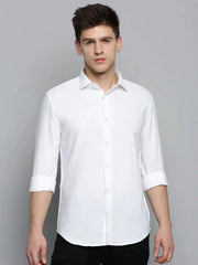 Men White Solid Casual Shirt-ACTIVAPLAIN-3048-White