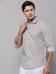 Men White Printed Casual Shirt-RTRPRINT-4840-White