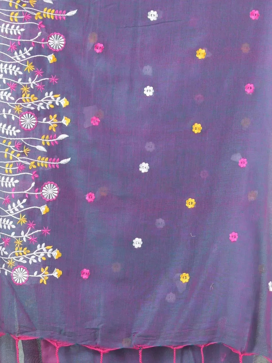 Embroidered Grey Cotton Saree | Indian Wedding Sarees