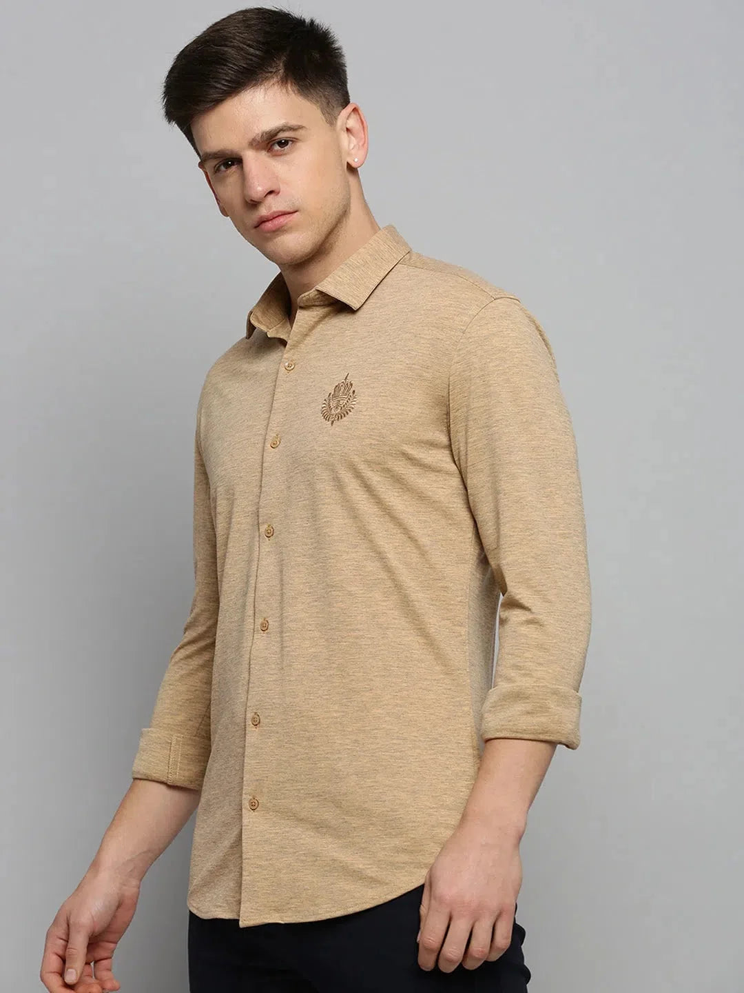 Men's Copper Solid Cotton Shirt | Casual Style