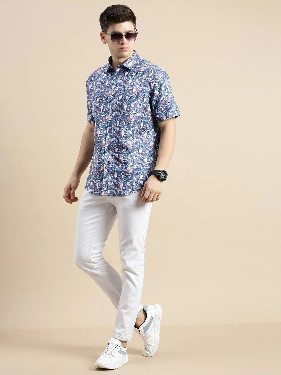 Multi Abstract Mens Shirt - Galaxy Cotton Printed Shirt DesiQlo