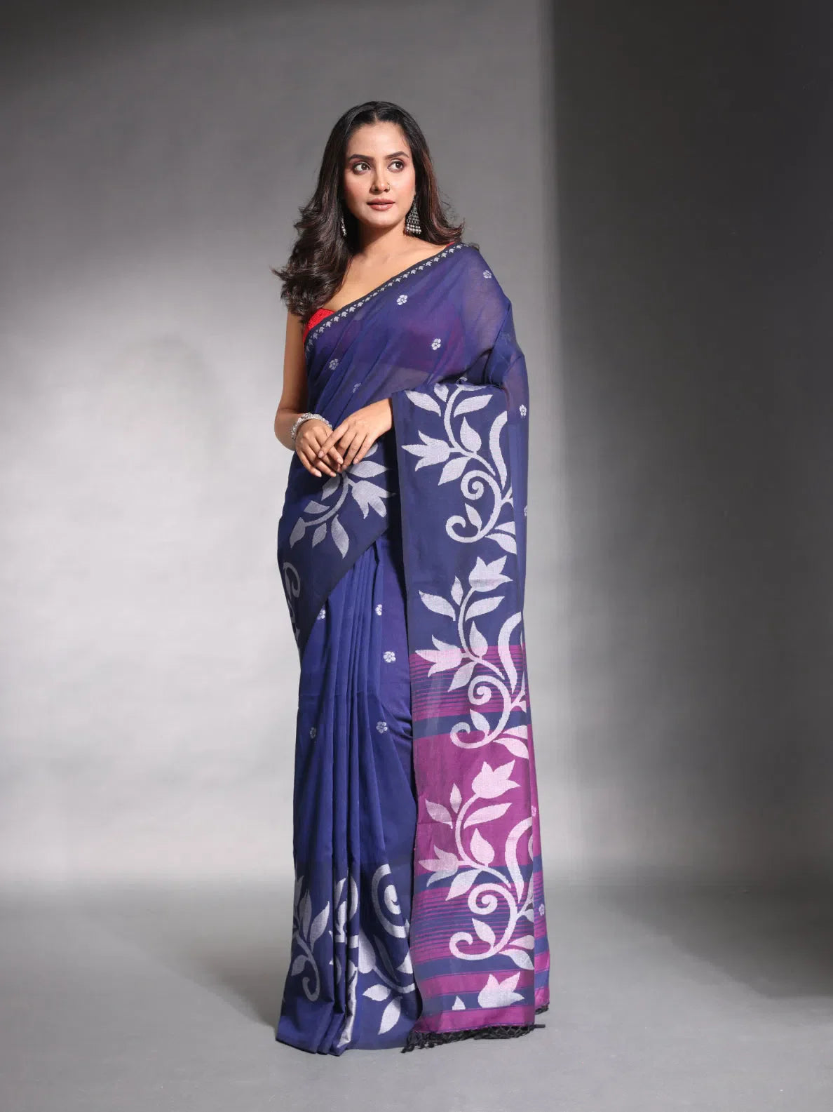 Blue Cotton Saree with Nakshi Design | Indian Sarees