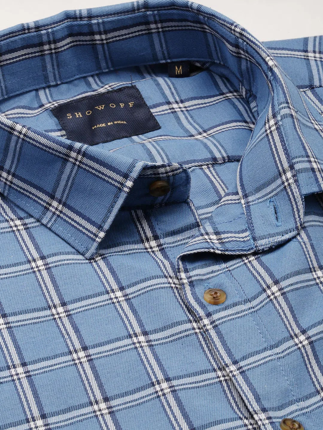 Trending Men's Blue Checked Shirt - Cotton Casual Shirt | DesiQlo