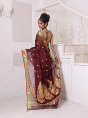 Ecru Cotton Ikat Saree With Ganga Jamuna Border-MA66BCT431380074
