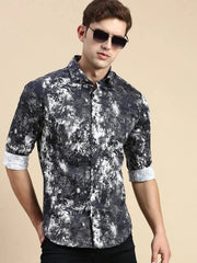 Men Black Printed Casual Shirt-MONTREAL-0794-Black