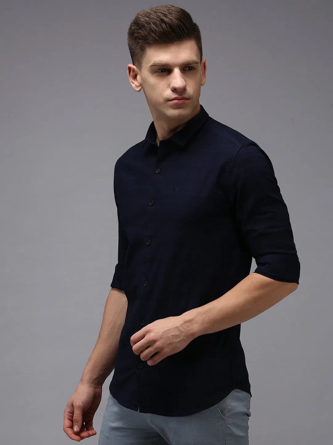 Trending Navy Blue Solid Mens Shirt - Cotton Formal Shirts | DesiQlo