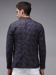 Men Blue Printed Blazer-SOBLZ-272-Navyblue