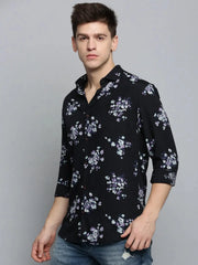Men Black Printed Casual Shirt-COLMPRINT-3090-Black