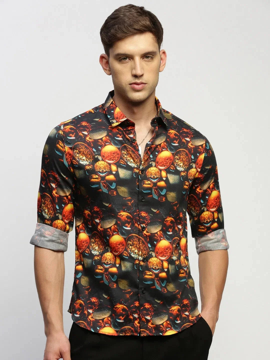 Men's Black Printed Cotton Shirt | Stylish Printed Shirts