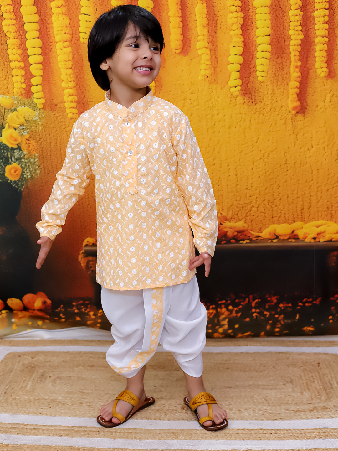 Dhoti Kurta Set for Boys - Orange | BS24DK61ORB | DesiQlo