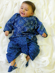 Pure Cotton Dhoti Kurta Set for Boys - Blue | BS24IN66BLA