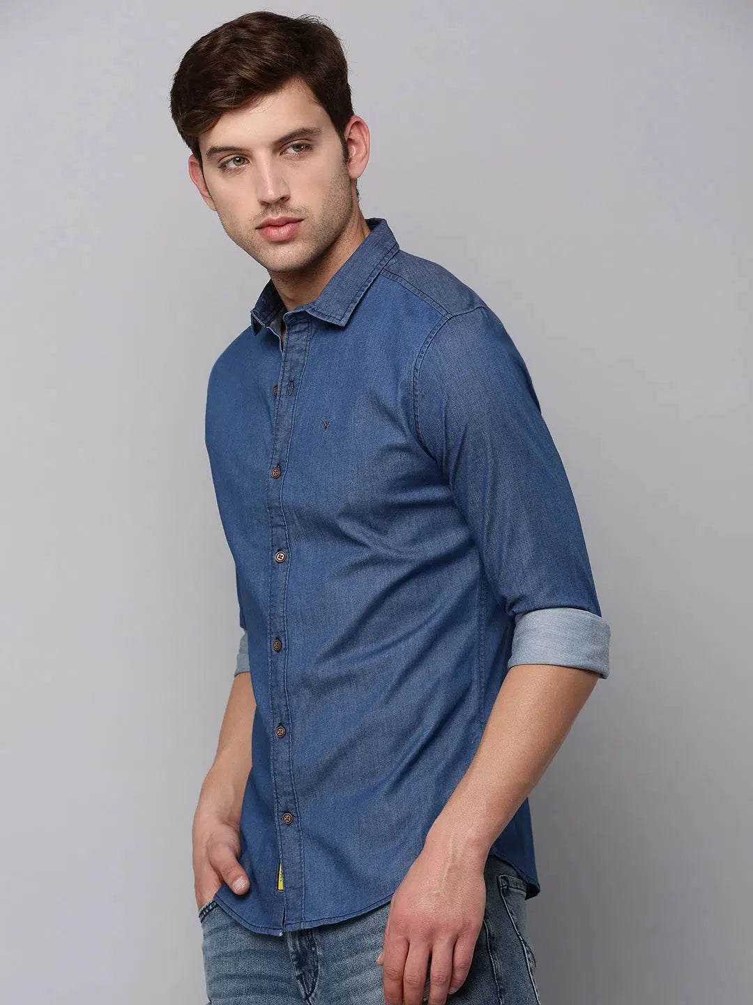 Navy Solid Mens Shirt - Classic Cotton Casual Shirt Online