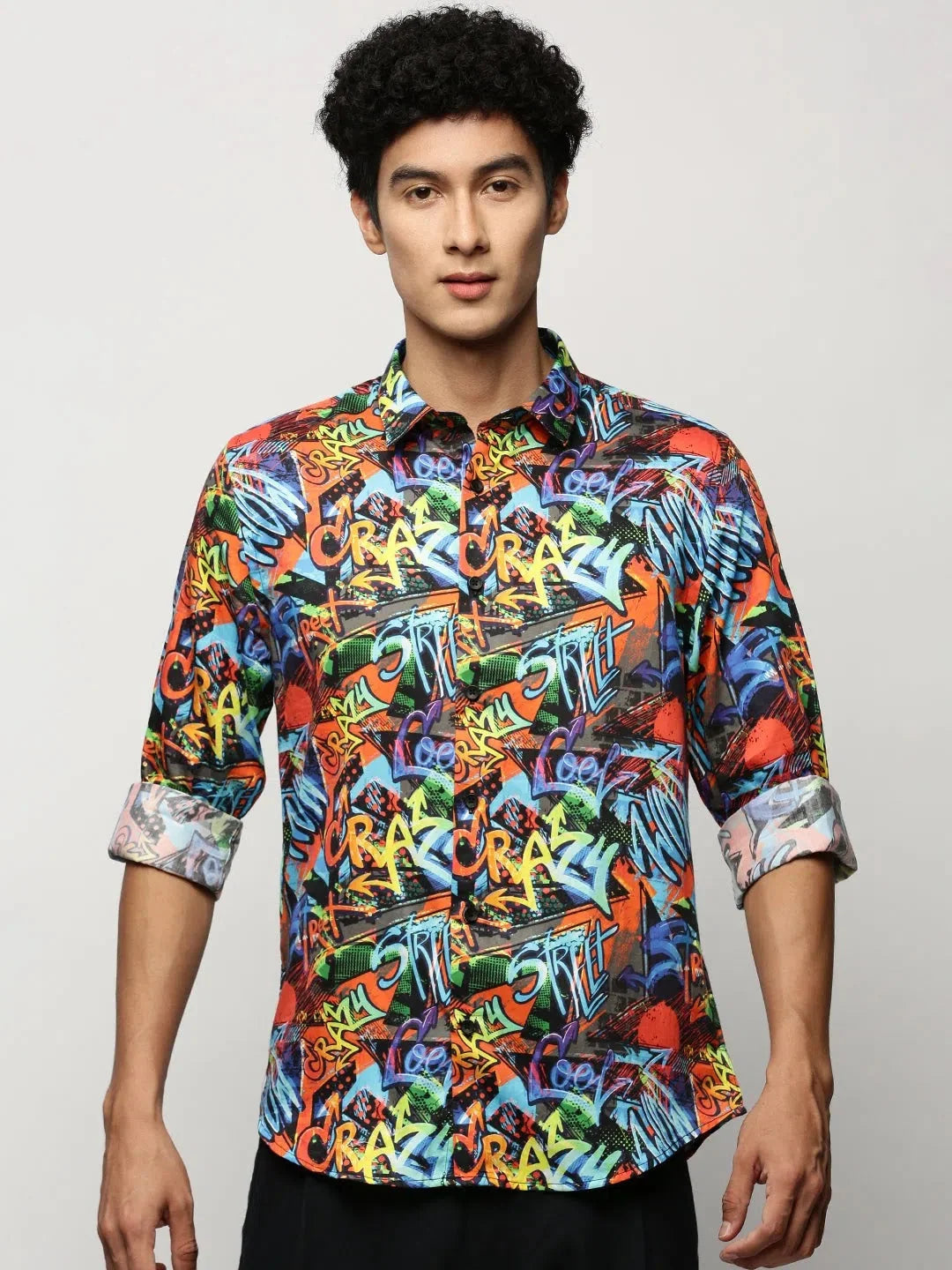 Men's Printed Shirt - Multi Typographic Cotton Shirt | DesiQlo