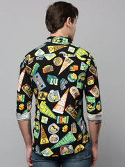 Men Black Printed Casual Shirt-ELICAPRINT-4817-Black