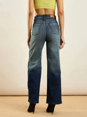 Women Grey Ombre Front Seam Straight Fit Jeans