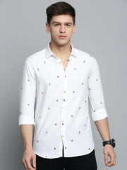 Men White Printed Casual Shirt-BESTCOLOURPRINT-4131-White