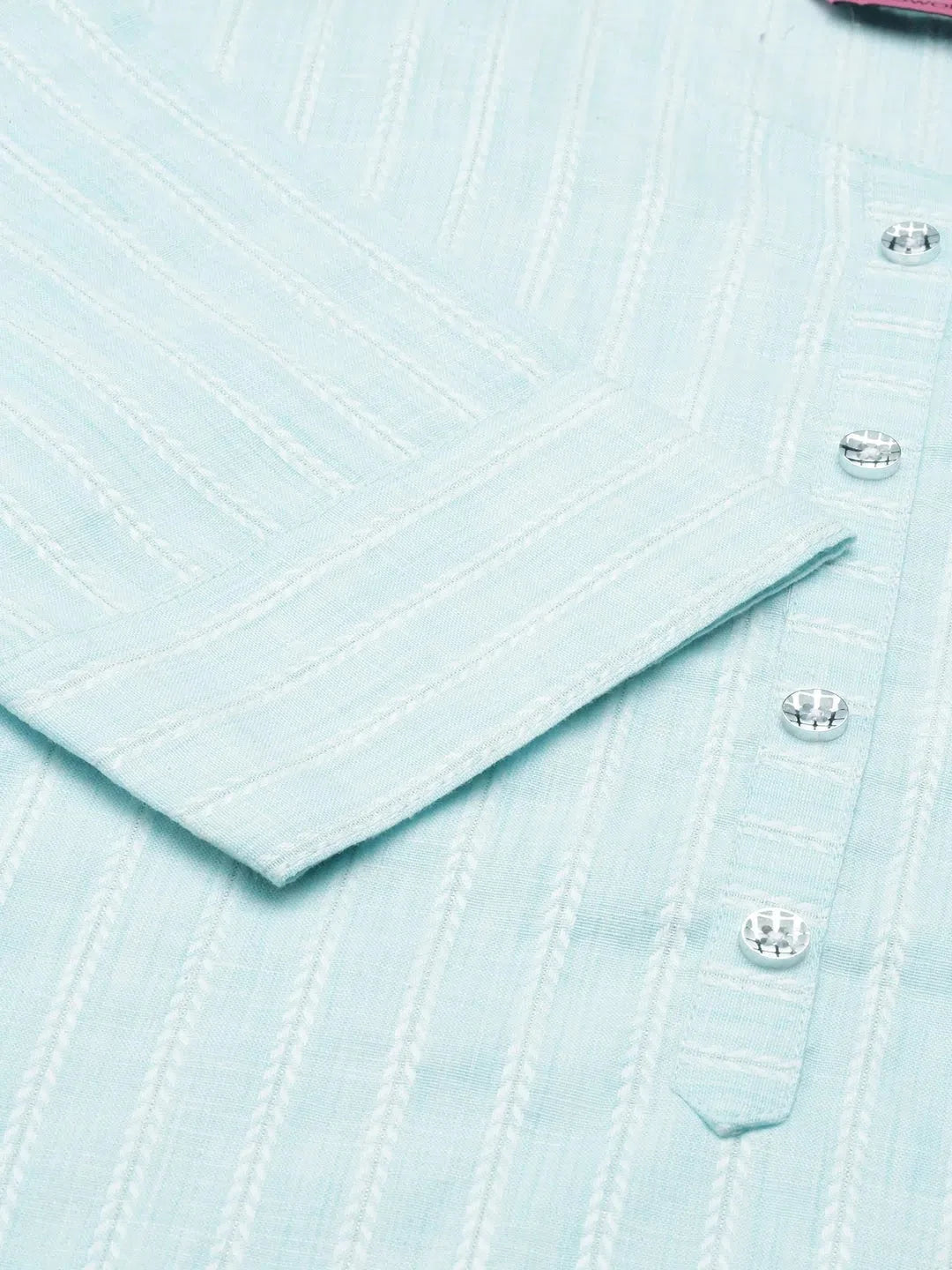 Blue Solid Cotton Kurta - Women's Casual Indian Kurta