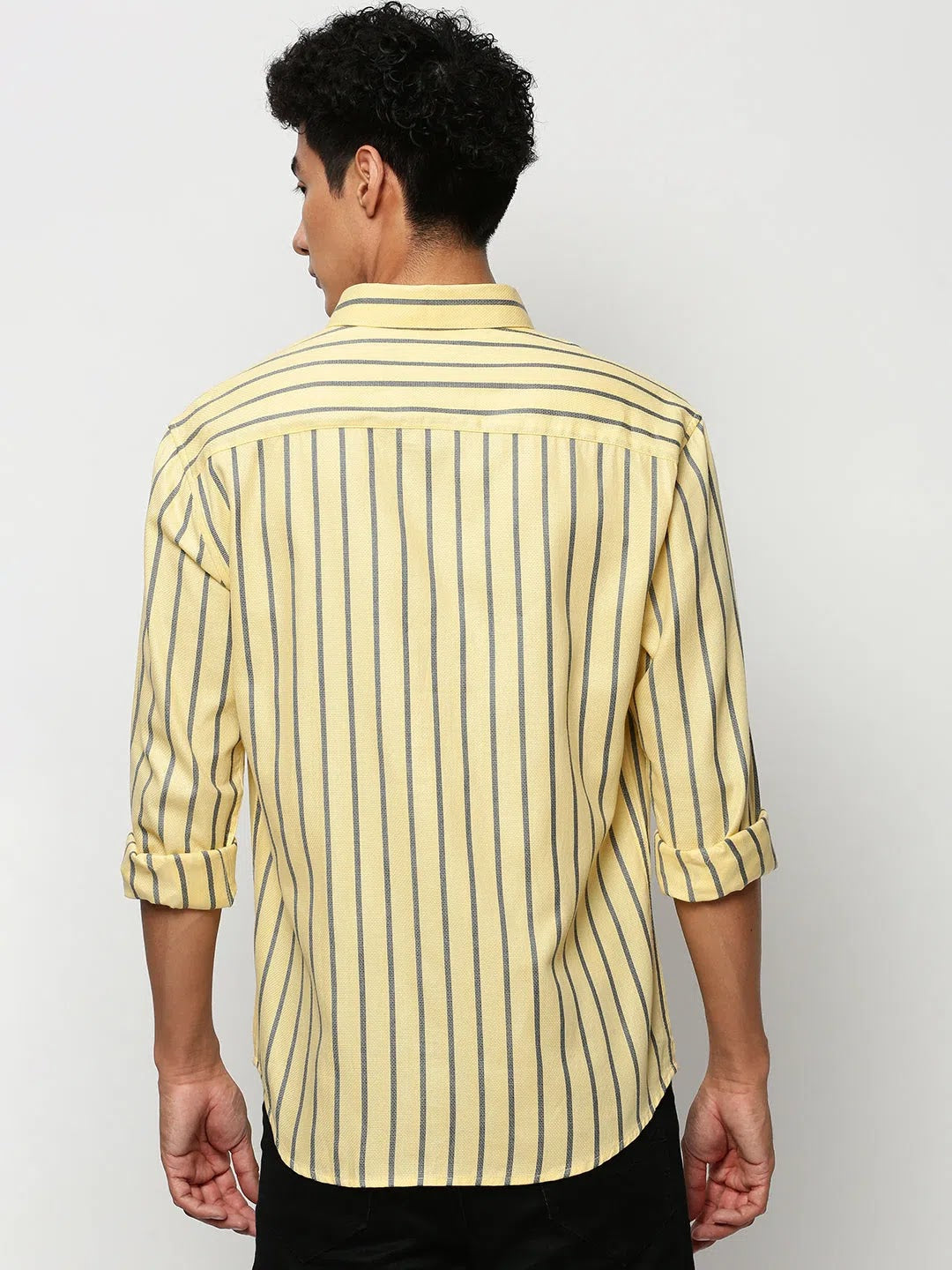 Yellow Striped Mens Shirt | Casual Cotton Shirts