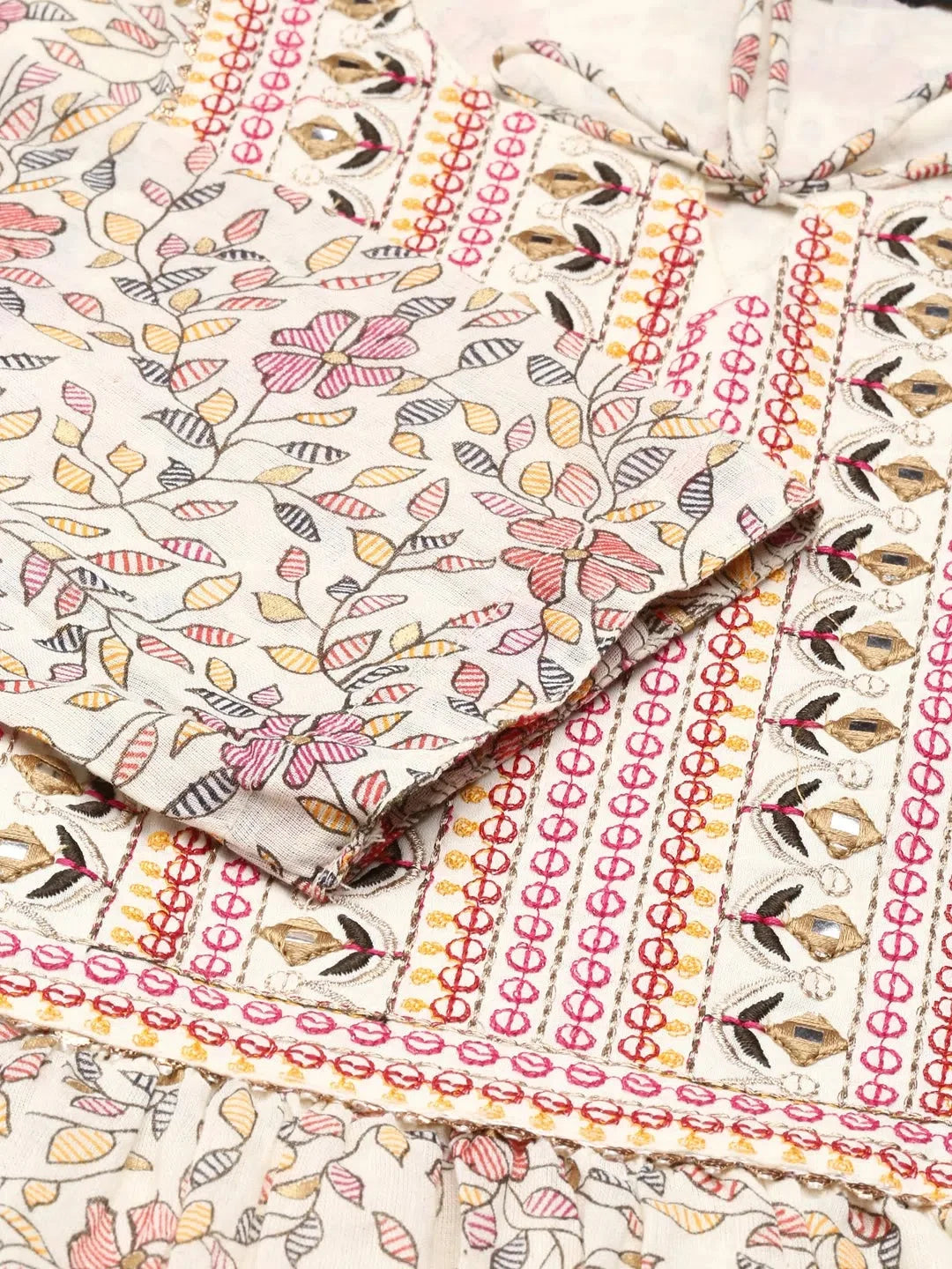 Beige Printed Anarkali Kurti - Women's Polyester Anarkali Dress