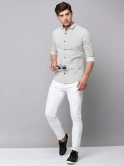 Men Cream Printed Casual Shirt-TKTPRINT-114-Cream