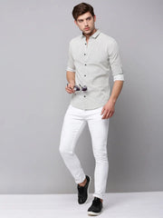 Men Cream Printed Casual Shirt-TKTPRINT-114-Cream