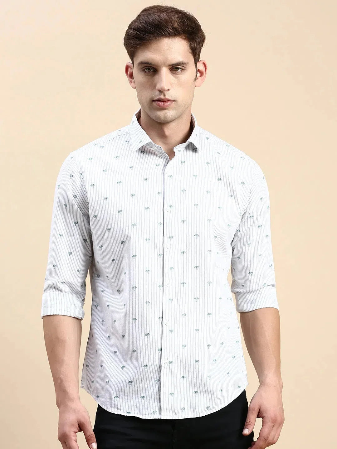 White Striped Mens Shirt | DesiQlo Cotton Casual Shirt