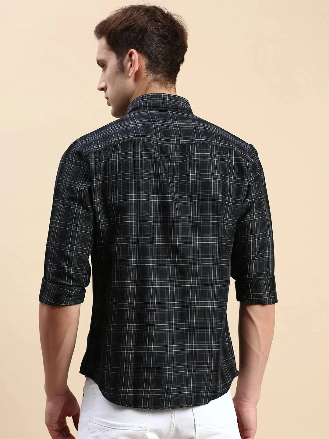 Men's Black Checked Shirt | Casual Cotton Shirt - DesiQlo
