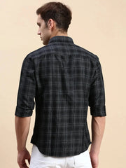 Men Black Checked Casual Shirt-BLAZOCHECKS-4659-Black