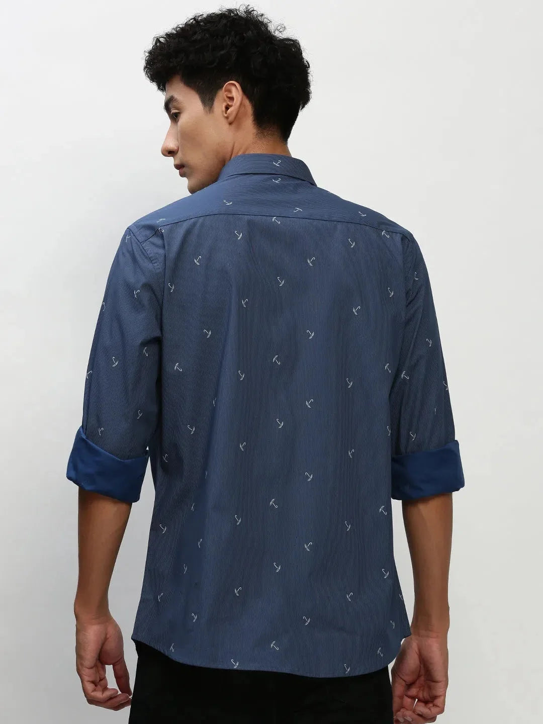 Navy Striped Cotton Mens Shirt - Casual Style | DesiQlo