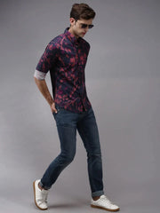 Men Blue Printed Casual Shirt-PERRYPRINT-1856-Navyblue