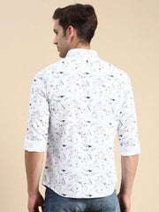 Men White Printed Casual Shirt-FLORIDAPRINT-4956-White