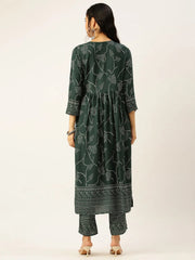 Women's Green Printed Kurta Sets-FS-2524-Green