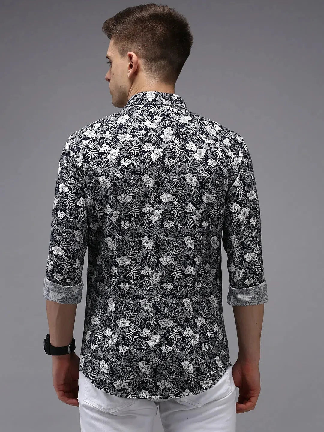 Blue Printed Cotton Mens Shirt | DesiQlo Casual Printed Shirt
