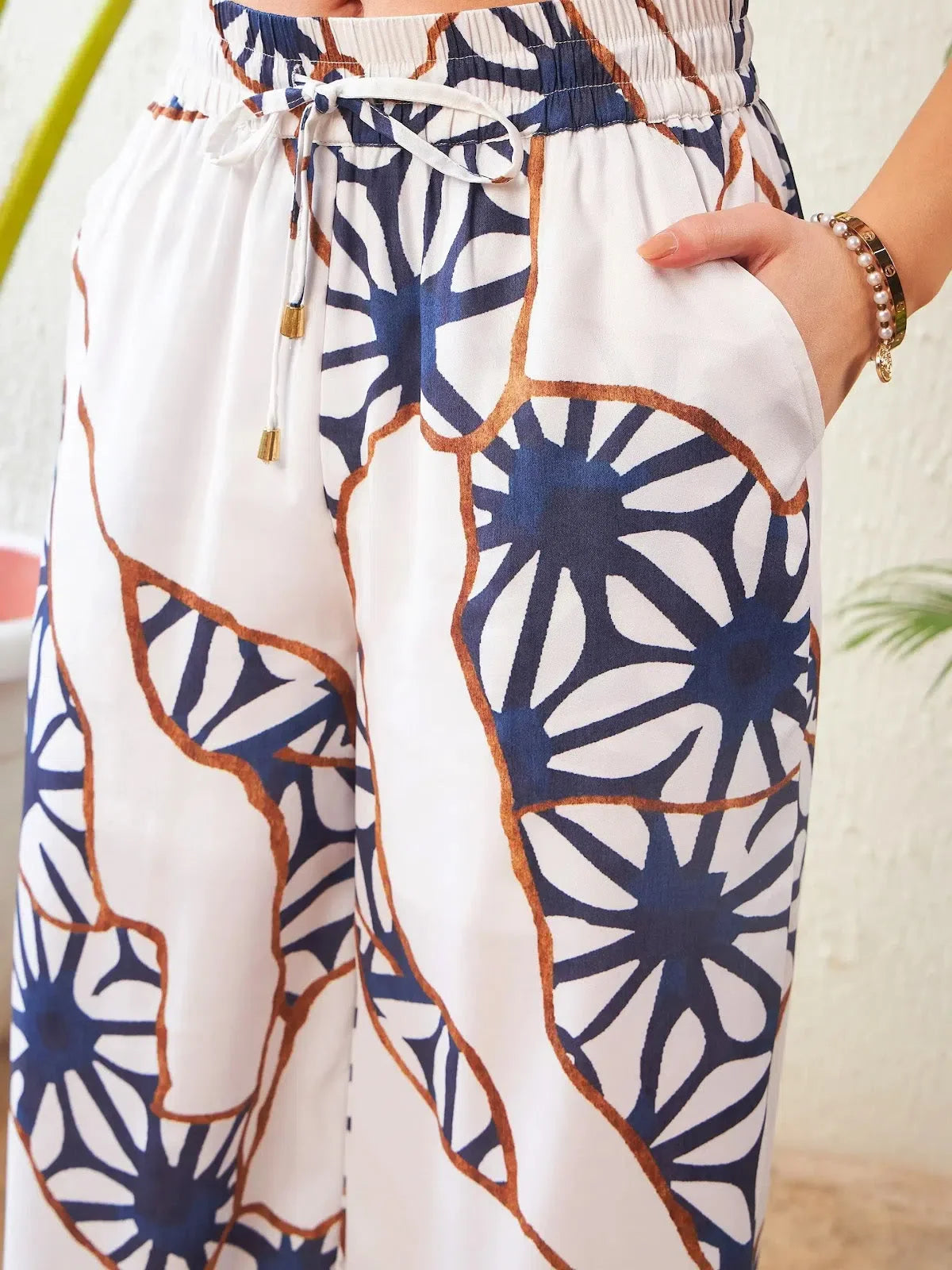 White Abstract Printed Suit Set - Indian Suits for Women