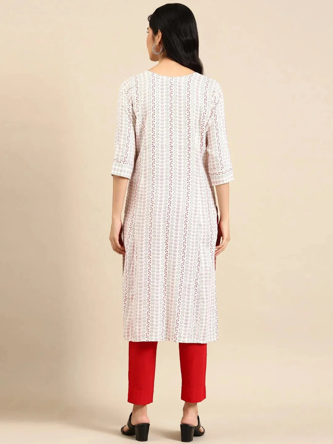 White Printed Cotton Kurta | Women's Indian Kurtas Online