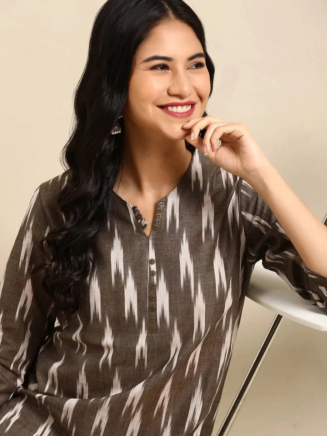 Grey Solid Cotton Kurta | Women's Indian Kurtis Online