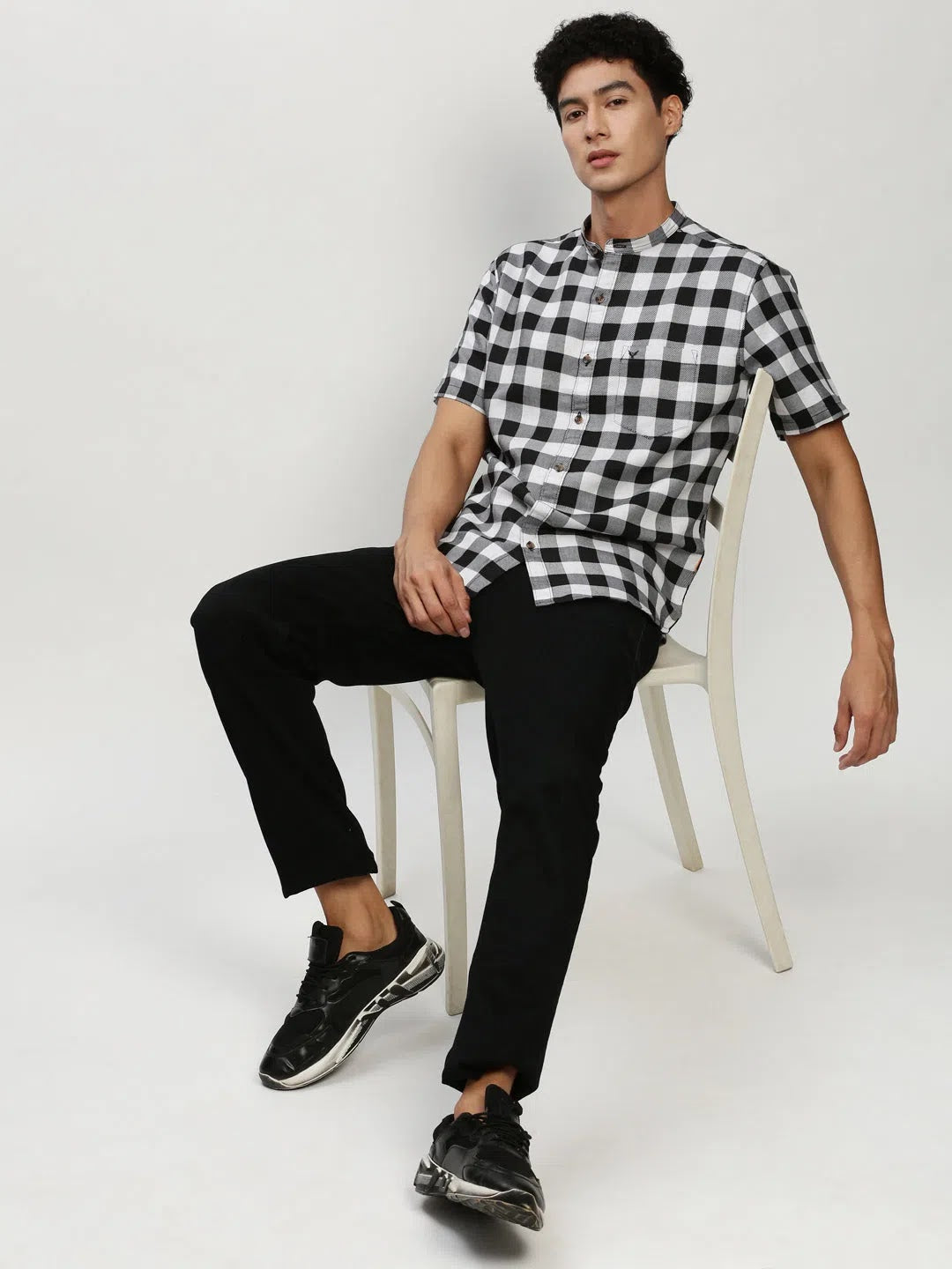 Black Checkered Cotton Mens Shirt - DesiQlo Casual Shirts