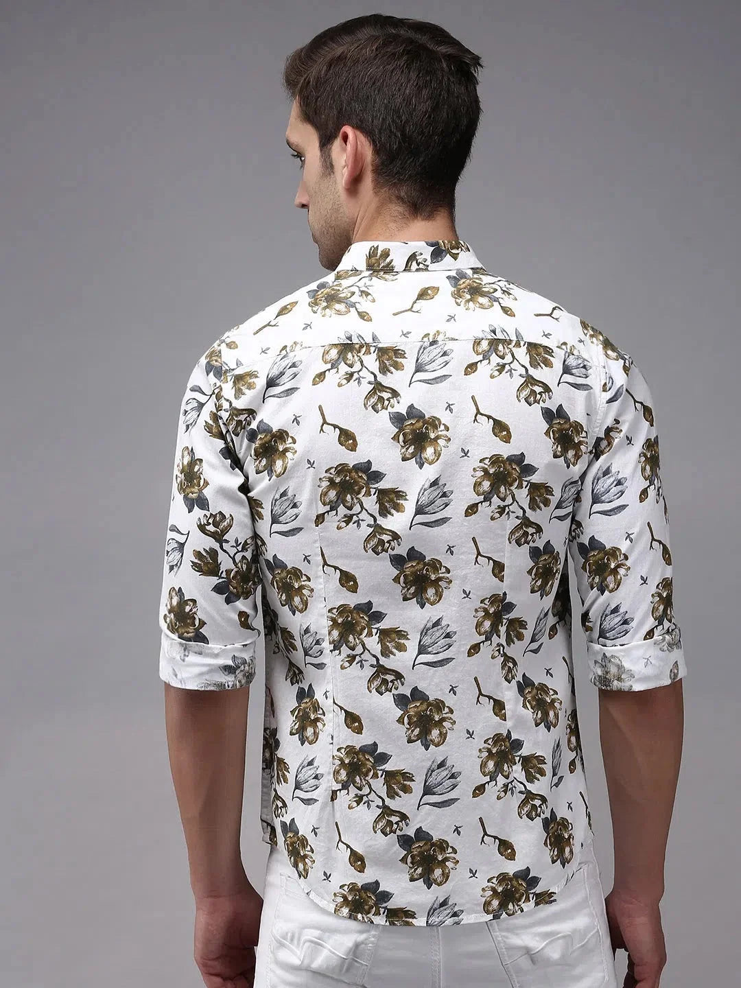 Stylish White Printed Mens Shirt | Casual Cotton Shirt by DesiQlo