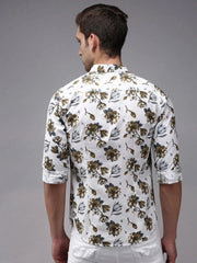 Men White Printed Casual Shirt-HITECKPRINT-1370-White