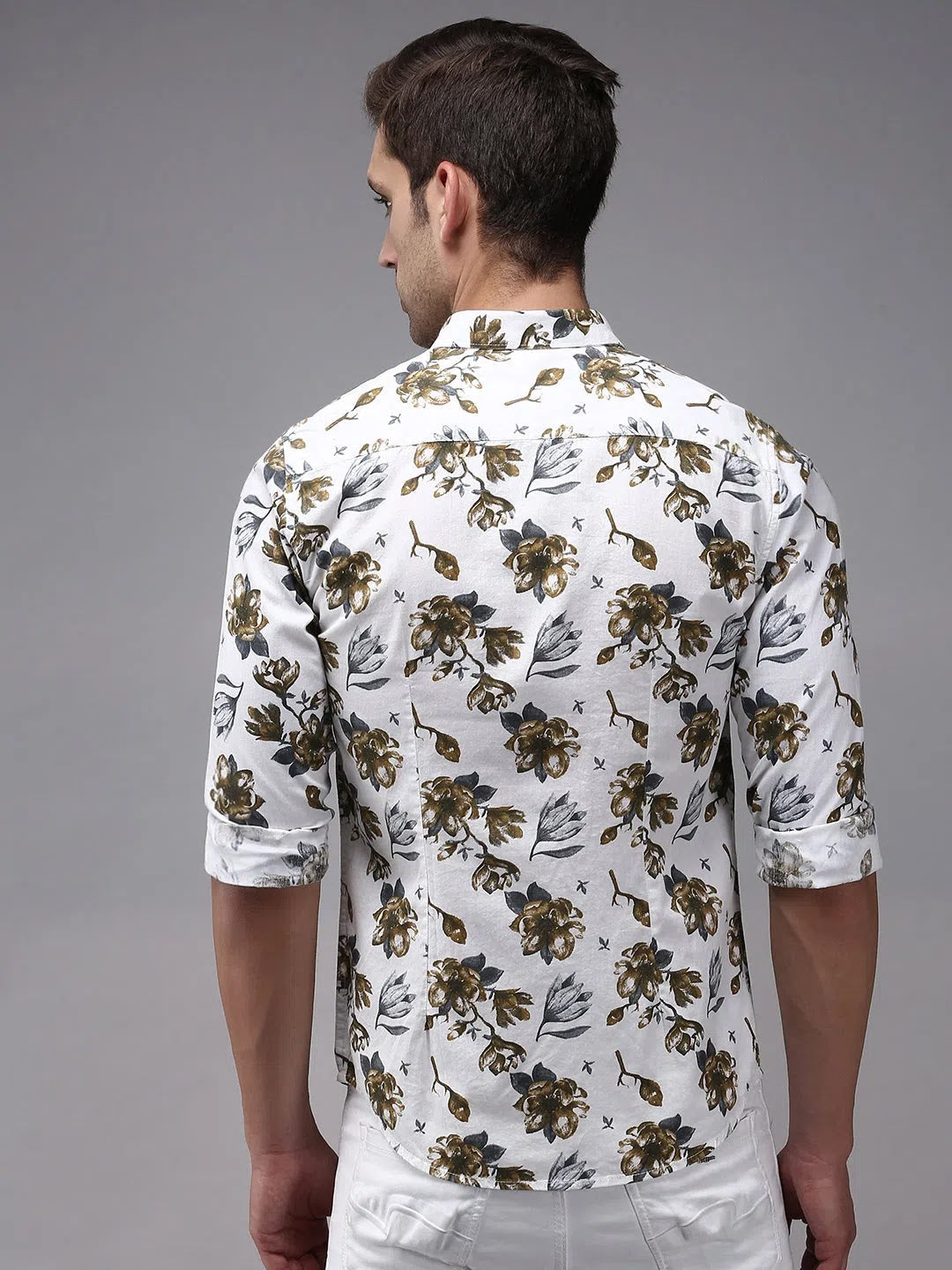 Stylish White Printed Mens Shirt | Casual Cotton Shirt by DesiQlo