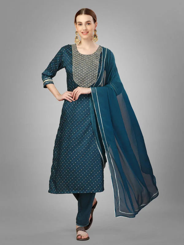 Morpich Kurta Set with Dupatta - Designer Indian Kurta Sets