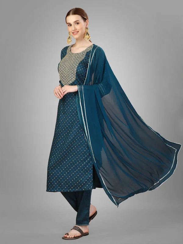 Morpich Kurta Set with Dupatta - Designer Indian Kurta Sets