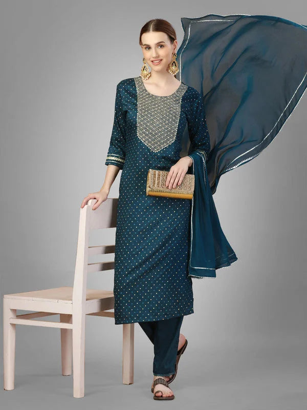 Morpich Kurta Set with Dupatta - Designer Indian Kurta Sets