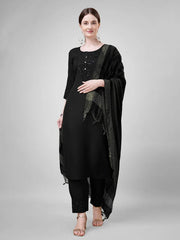 Women Kurta Pant Dupatta Set-1111Black