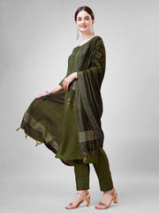 Women Kurta Pant Dupatta Set-1111Mehendi
