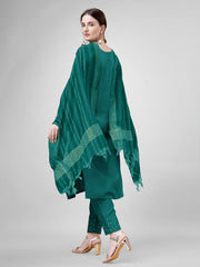 Women Kurta Pant Dupatta Set-1111Rama