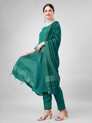 Women Kurta Pant Dupatta Set-1111Rama