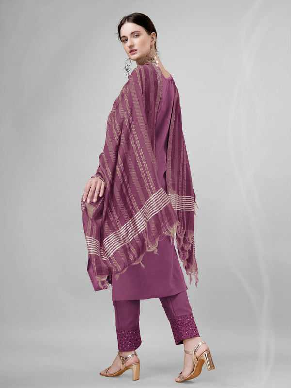 Wine Women's Kurta Set with Dupatta | Indian Kurta Sets