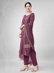 Women Kurta Pant Dupatta Set-1111Wine